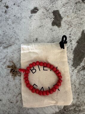 Red Beaded Bracelet with Tassel -